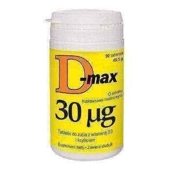 D-MAX 30mcg x 90 chewable tablets strawberry-flavored raspberry UK