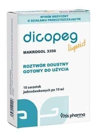 Dicopeg Liquid x 10 sachets constipation treatments, macrogol 3350 UK