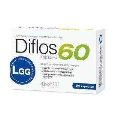 Diflos 60 x 20 capsules, live cultures of Lactobacillus rhamnosus GG (ATCC 53103) bacteria