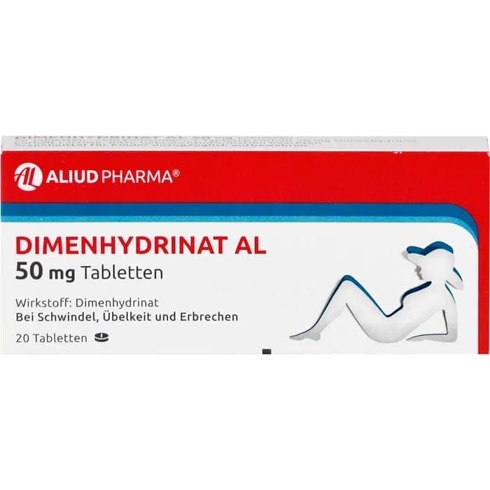 DIMENHYDRINATE AL, motion sickness, dizziness, nausea, vomiting UK