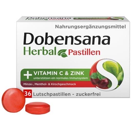 DOBENSANA Herbal Cherry Flavored Vit.C & Zinc Pastiles - UKDorf