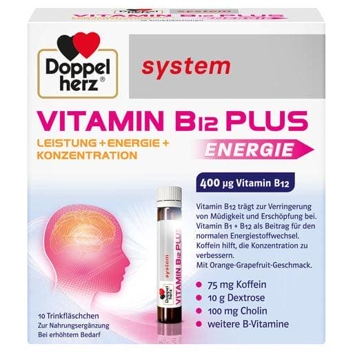 Doppelherz, vitamin B12, B1, pantothenic acid, caffeine, choline, plus energy, drinking ampoules - UKDorf