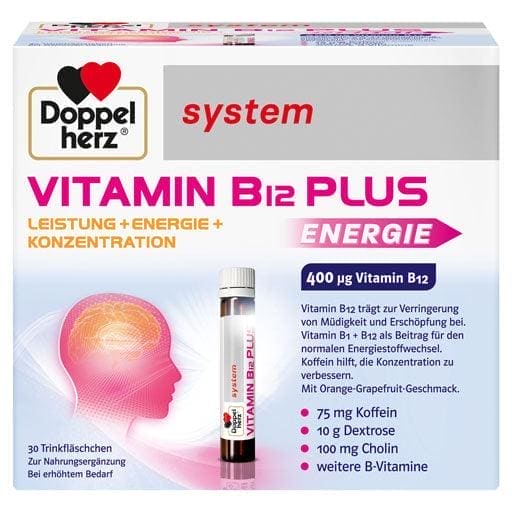 Doppelherz, vitamin B12, B1, pantothenic acid, caffeine, choline, plus energy, drinking ampoules - UKDorf