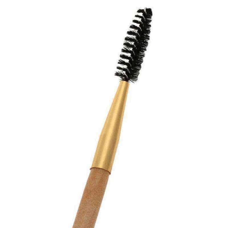 Eyebrow brush Bamboo Handle Dual-head + Eyebrow Comb Makeup Brush Golden UK
