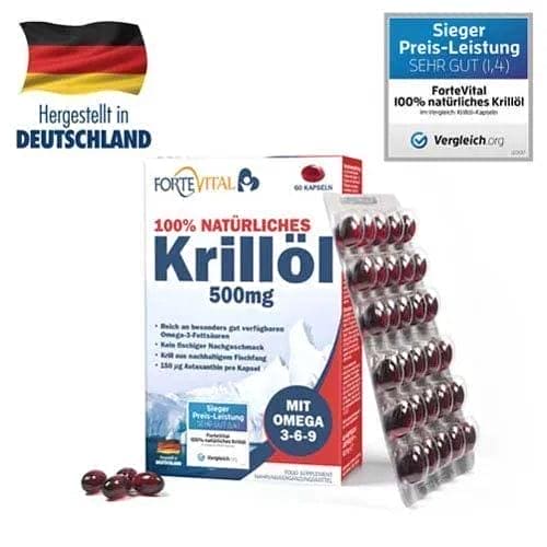FORTEVITAL krill oil 500 mg, krill oil capsules, Antarctica, astaxanthin - UKDorf