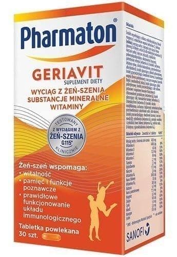Ginseng, iron, copper, selenium, zinc, Pharmaton Geriavit - UKDorf