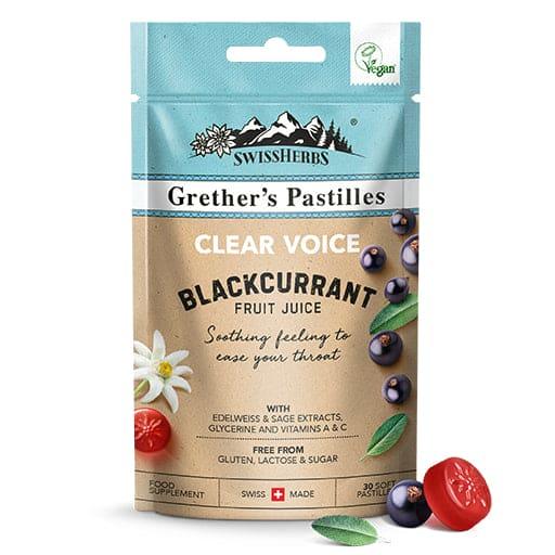 GRETHERS SWISSHERBS Clear Voice blackcurrant Pastilles - UKDorf