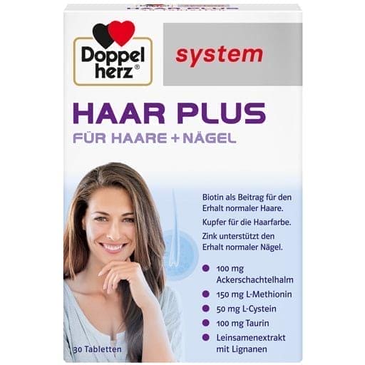 Hair Plus system tablets, linseed extract, horsetail powder, silica, L-cysteine, L-methionine and taurine - UKDorf