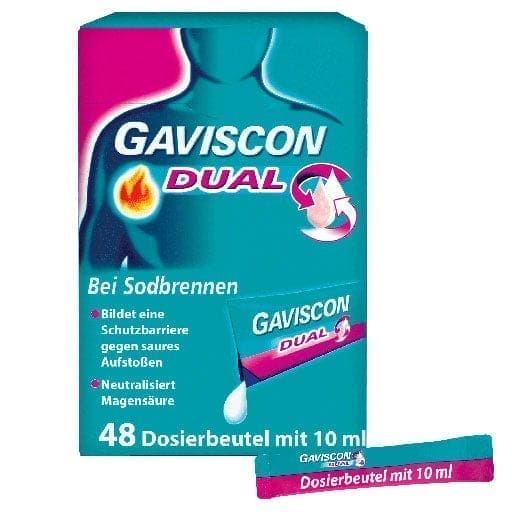 Heartburn, stomach pain, GAVISCON Dual suspenses in a sachet - UKDorf