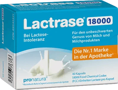Lactose intolerance, LACTRASE 18,000 FCC Capsules UK