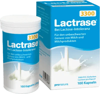 Lactose intolerance, LACTRASE 3,300 FCC Capsules - UKDorf