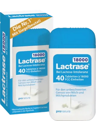 LACTRASE 18,000, lactose intolerance, FCC tablets in dispenser - UKDorf