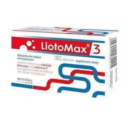 LiotoMax 3 x 30 pieces of capsule diosmin extract, ruscus, zinc, vitamin C UK