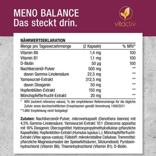 MENO BALANCE, Yam root extract, Evening primrose oil, agnus castus UK