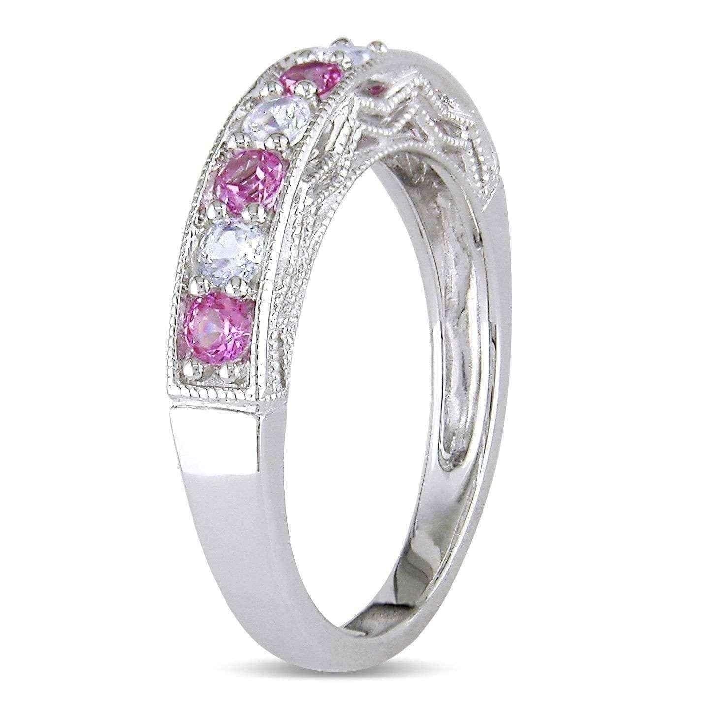 Miadora Sterling Silver White Sapphire and Gemstone Stackable Anniversary Ring UK