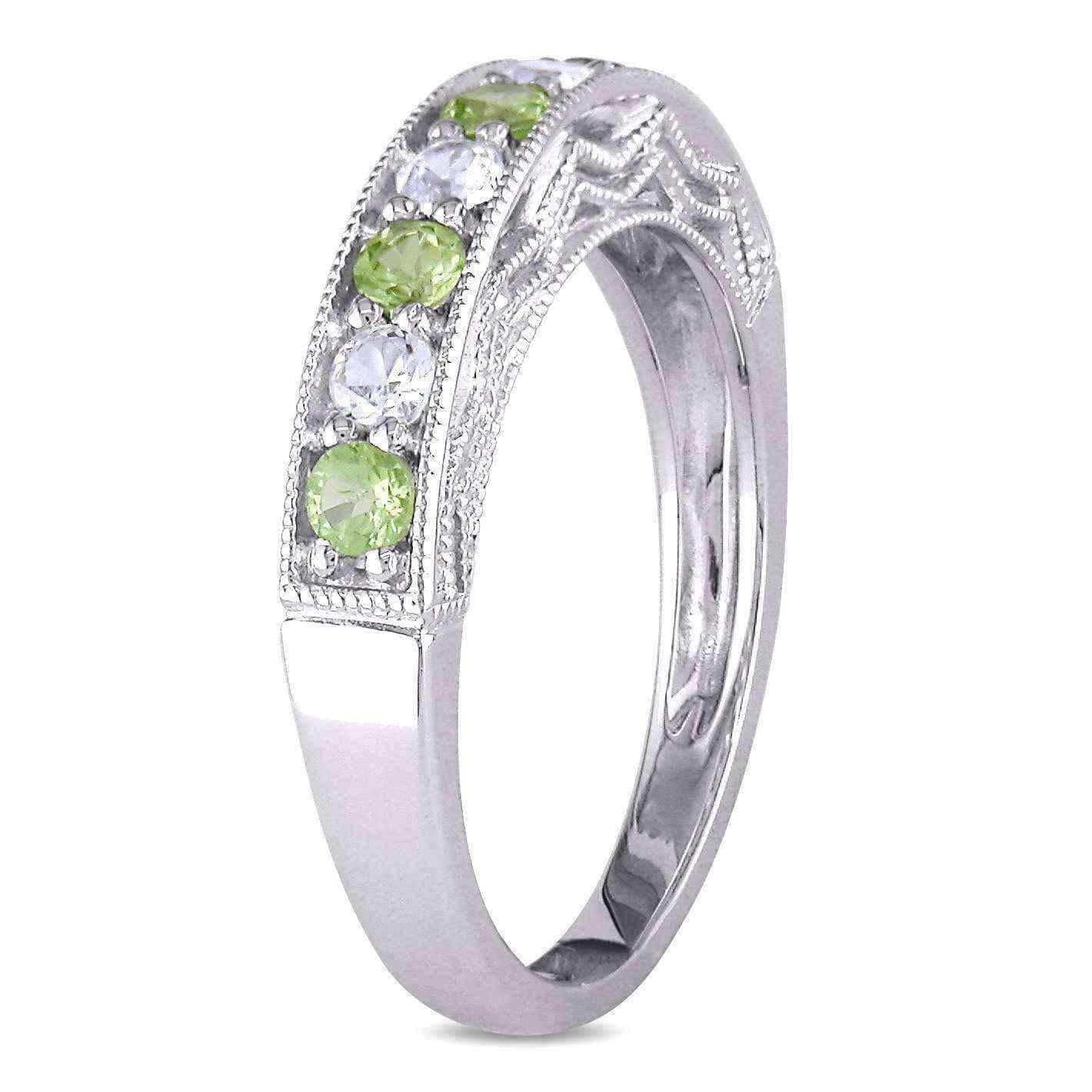 Miadora Sterling Silver White Sapphire and Gemstone Stackable Anniversary Ring UK