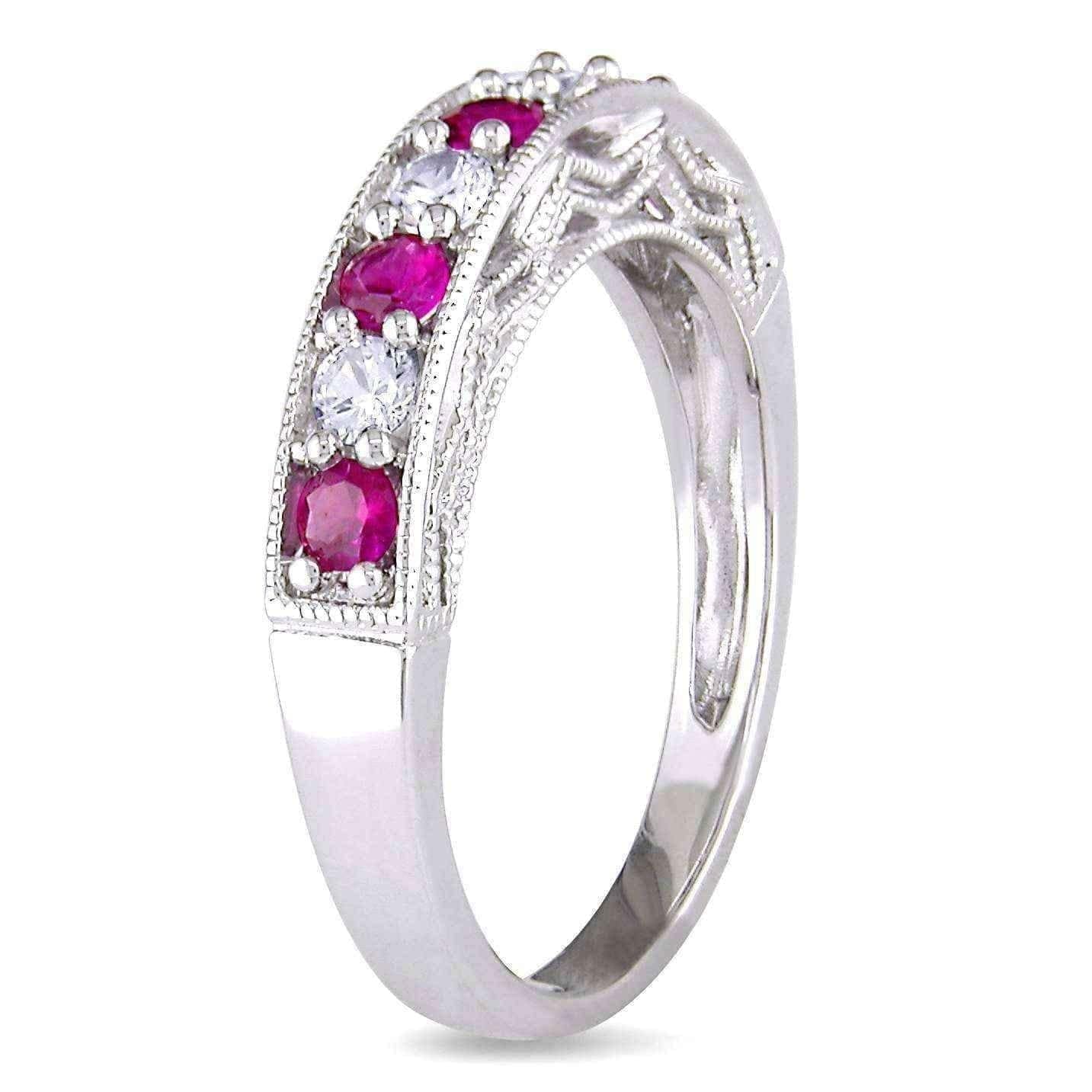 Miadora Sterling Silver White Sapphire and Gemstone Stackable Anniversary Ring UK