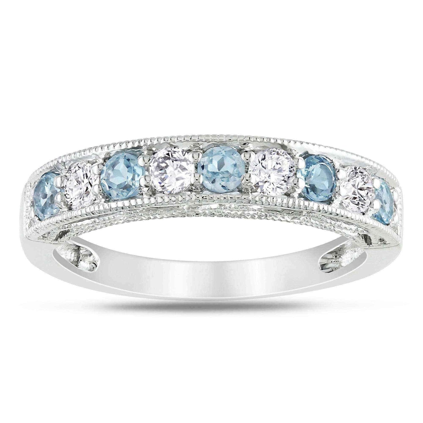 Miadora Sterling Silver White Sapphire and Gemstone Stackable Anniversary Ring UK