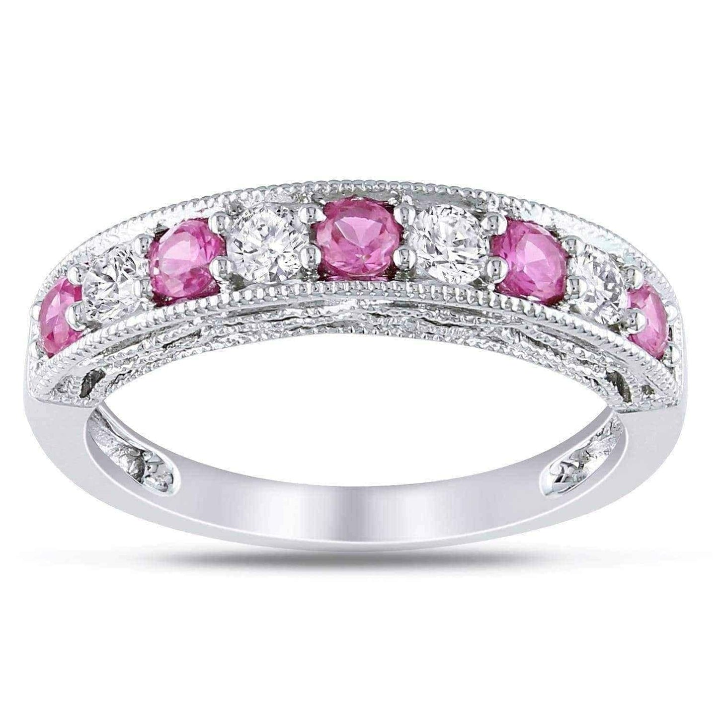 Miadora Sterling Silver White Sapphire and Gemstone Stackable Anniversary Ring UK