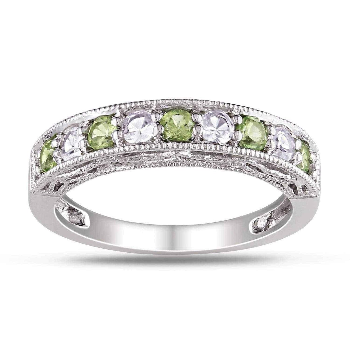 Miadora Sterling Silver White Sapphire and Gemstone Stackable Anniversary Ring UK