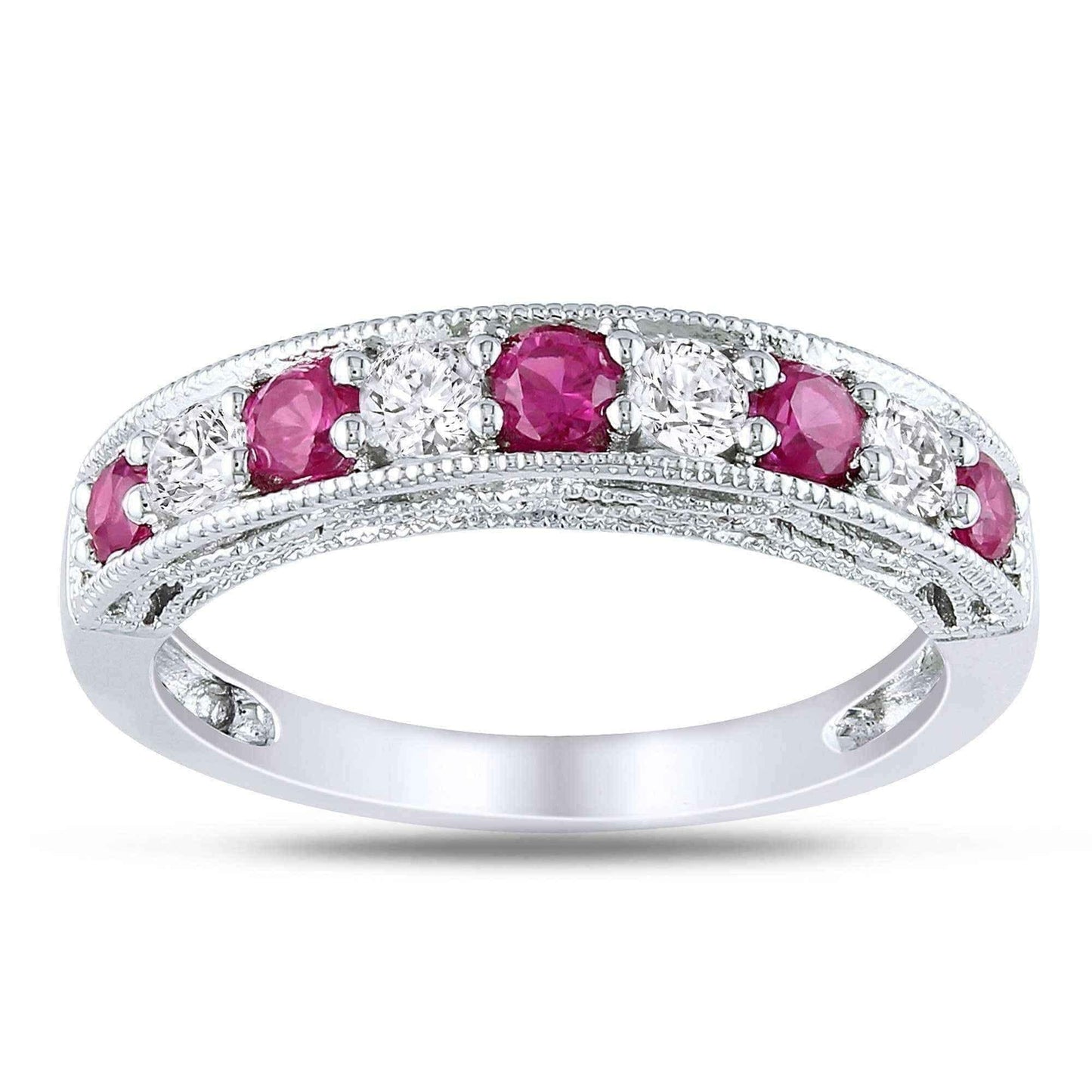 Miadora Sterling Silver White Sapphire and Gemstone Stackable Anniversary Ring UK