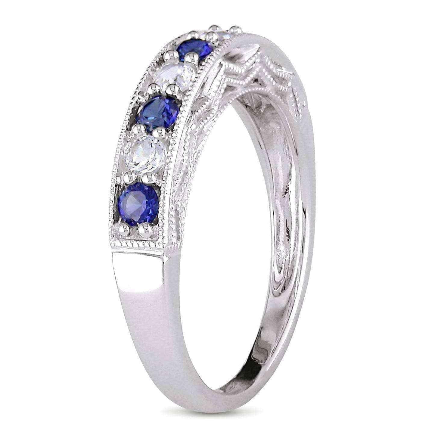 Miadora Sterling Silver White Sapphire and Gemstone Stackable Anniversary Ring UK