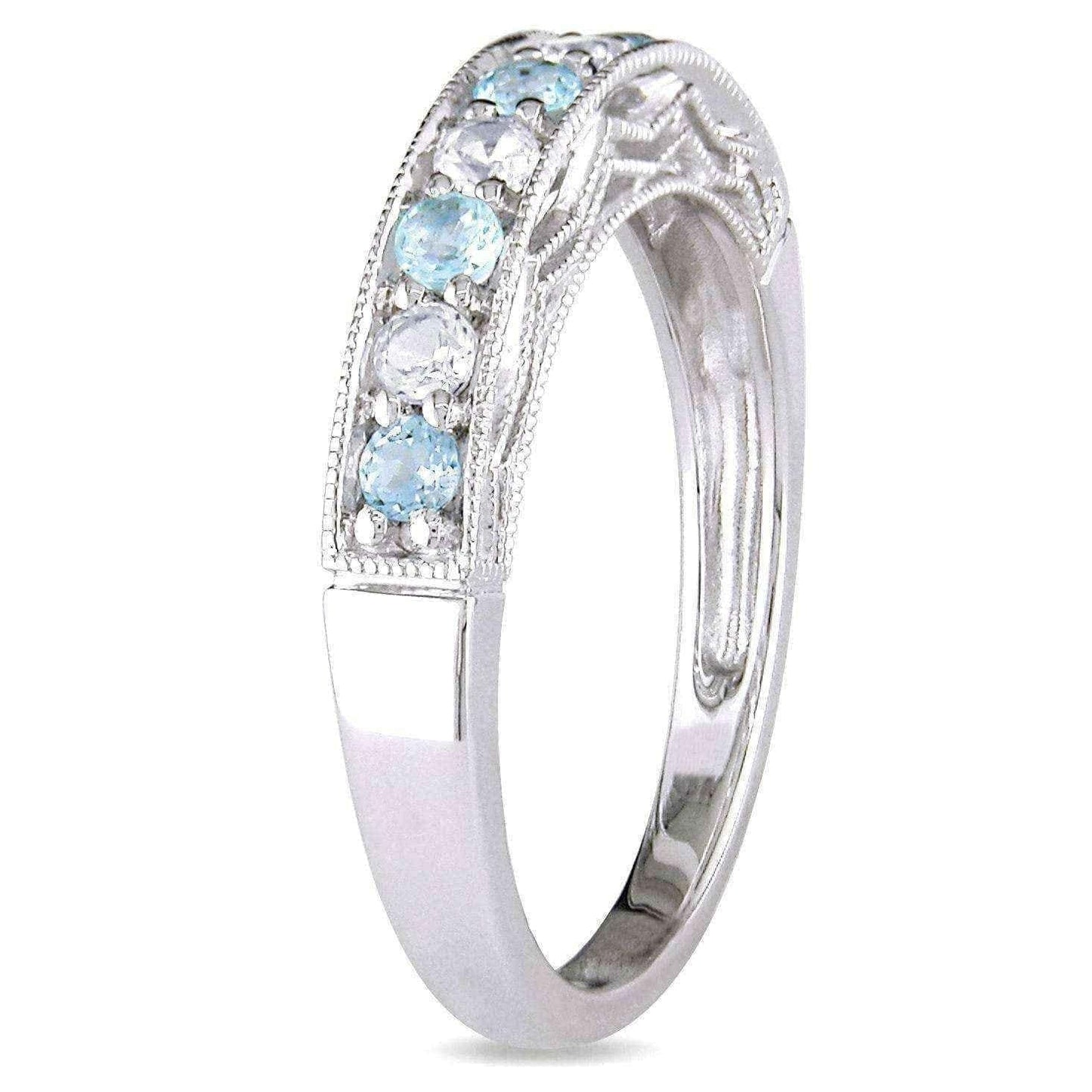 Miadora Sterling Silver White Sapphire and Gemstone Stackable Anniversary Ring UK