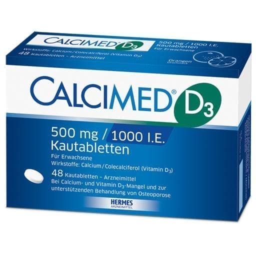 Natural treatment for osteoporosis, CALCIMED D3 500 mg, 1000 IU chewable tablets - UKDorf
