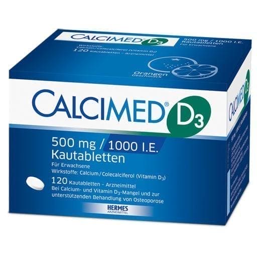 Natural treatment for osteoporosis, CALCIMED D3 500 mg, 1000 IU chewable tablets - UKDorf