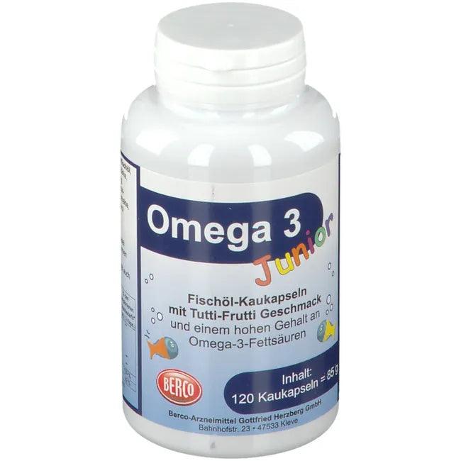 Omega 3 fatty acids, vitamins D + E, OMEGA-3 JUNIOR Berco chewable capsules - UKDorf