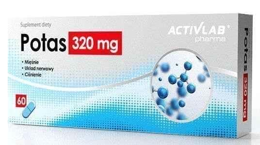 Potassium (Potas) 320mg x 60 capsules, potassium chloride UK