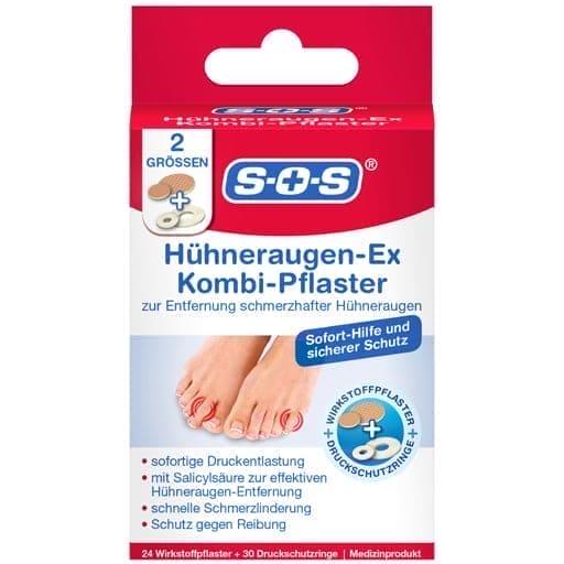 Remove painful corn on foot, SOS CORNS-Ex combi plaster - UKDorf