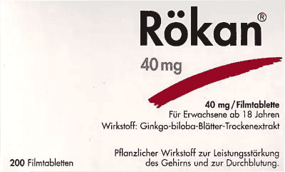RÖKAN 40 mg Ginkgo biloba, loss of memory, memory and concentration UK