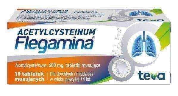 TEVA Acetylcysteinum FLEGAMINA 600 mg x 10 effervescent tablets