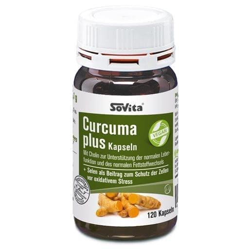 turmeric indian, higher curcuminoid, selenium, choline, SOVITA Curcuma plus capsules - UKDorf