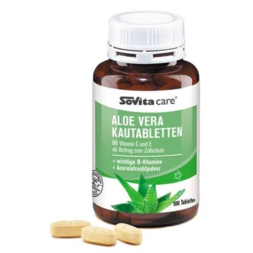 vitamin C, E, B vitamins, SOVITA CARE Aloe Vera chewable tablets - UKDorf