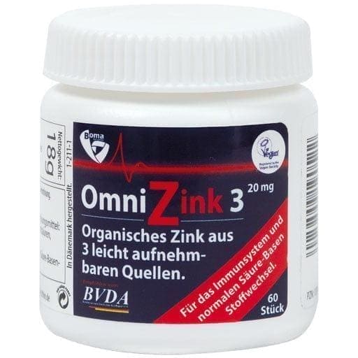 Zinc L-Pidolate, Zinc Citrate, Zinc Bisglycinate, OMNIZINC 3 tablets - UKDorf