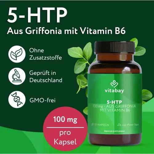 5-HTP 100 mg Griffonia + Vitamin B6 Capsules 120 count