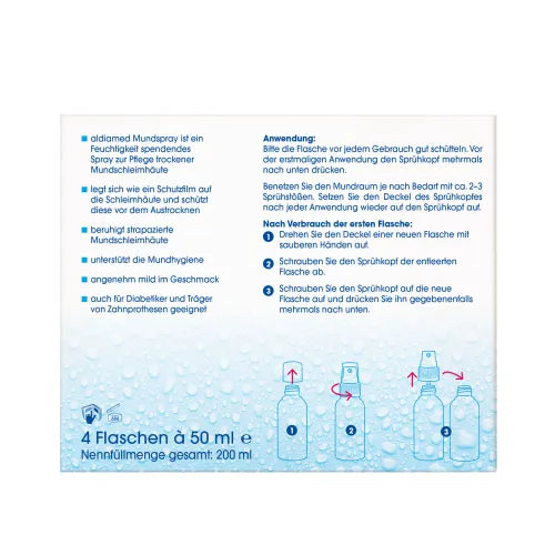 ALDIAMED Oral Spray for Saliva Supplementation, Value Pack 4 x 50 ml