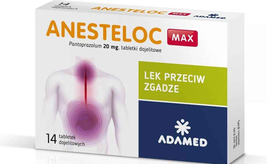 ANESTELOC Max 20mg x 14 pills, treatment of reflux,  regurgitation, heartburn
