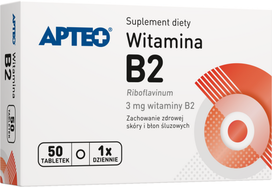 APTEO Vitamin B2 3mg x 50 tablets, vitamin b 2, riboflavin tablets, vit b2