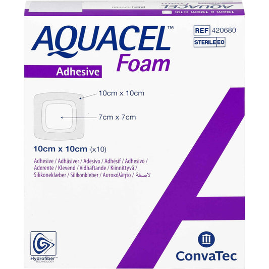 AQUACEL Foam adhesive 10x10 cm bandage