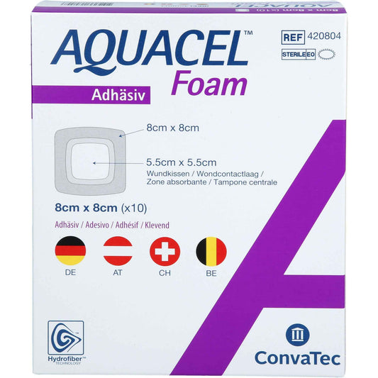 AQUACEL Foam adhesive 8x8 cm bandage