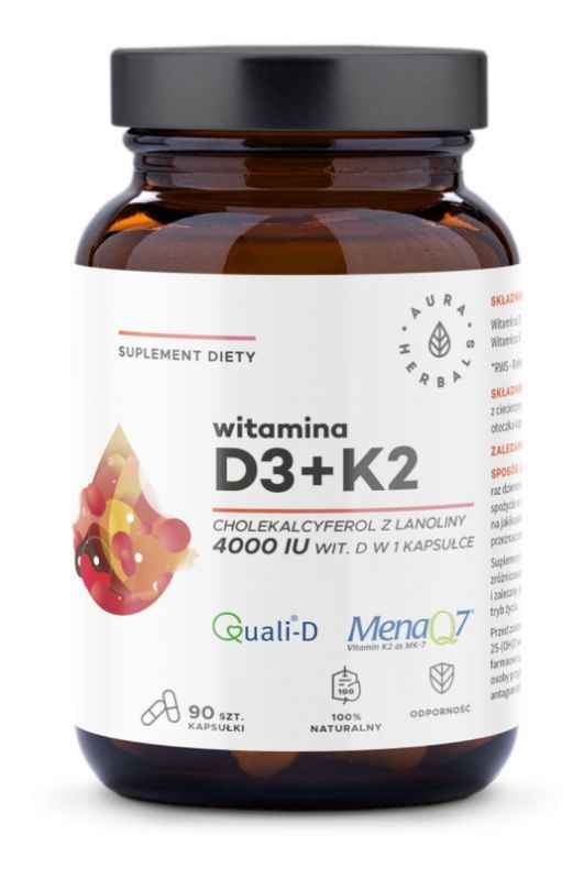 AURA HERBALS Vitamin D3 4000 IU + K2 90 capsules