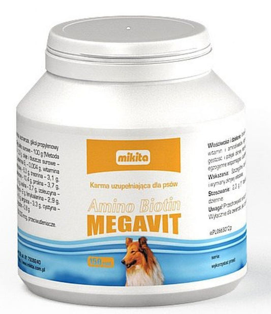 Amino-Biotin Megavit Supplementary coat preparation for dogs 150 tablets - UKDorf 