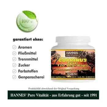 Amino acids, minerals, trace elements, vitamins, polysaccharides, COPRINUS POWDER Vegi-Caps 120 pcs