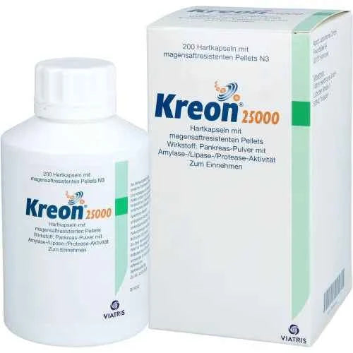 Amylase, lipase and protease, KREON 25,000 hard caps