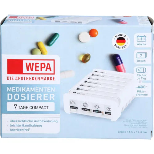 Anabox weekly pill organiser, WEPA Compact 7 days weekly dispenser white