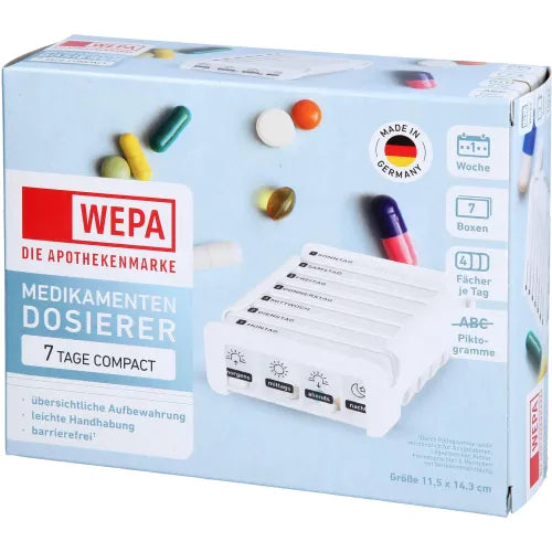 Anabox weekly pill organiser, WEPA Compact 7 days weekly dispenser white
