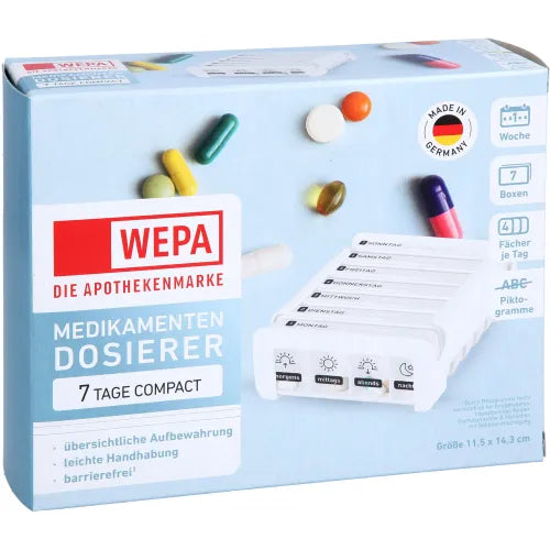 Anabox weekly pill organiser, WEPA Compact 7 days weekly dispenser white